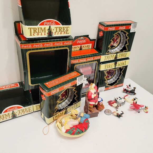 11 Mix Coca Cola Trim A Tree Collection Polar Bear Train Santa Moon Penguin READ - Picture 6 of 6